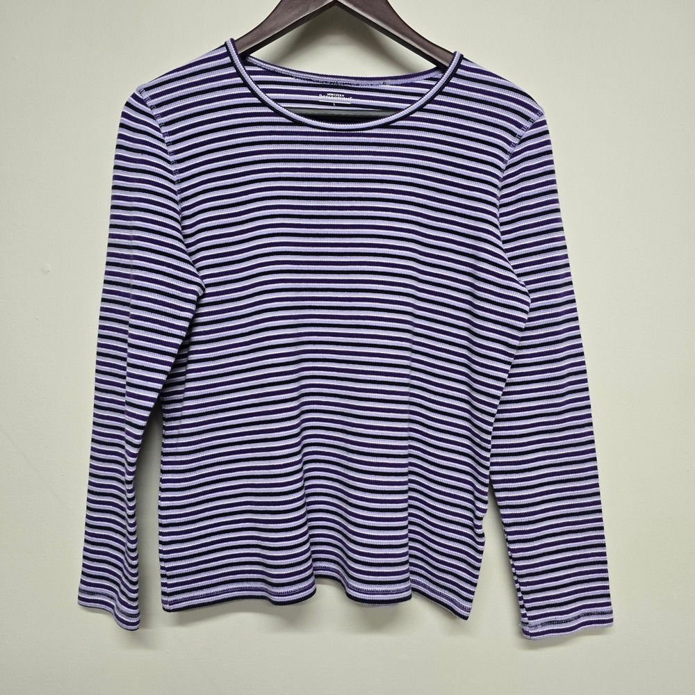 Northern Reflections Striped Top Womens Large Purple Knit Y2K Casual